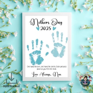 Bearbeitbares Muttertags-Handabdruck-Gedicht |Hands Printable Craft | Canva Vorlage + PDF | Geschenk von Kinder | DIY-Andenken für Mama | Anpassen | Bl