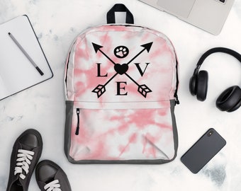 Pink Tye Dye paw print LOVE Backpack