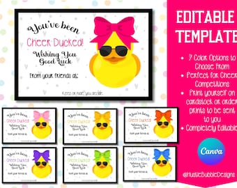 Cheer Duck Gift Tags: Editable Good Luck Team Template (Canva)
