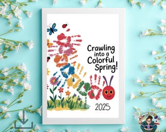 Handprint caterpillar | Gift for Mom Dad Grandma Grandpa | Editable Canva & PDF Download | Keepsake | Preschool Toddler Craft | Spring craft