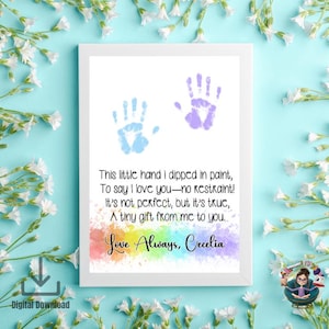 Bearbeitbar Kinder Handabdruck Gedicht | Winzige Hände Printable Craft | Canva Vorlage + PDF | Geschenk von Kinder | DIY-Andenken für Mama | Anpassen