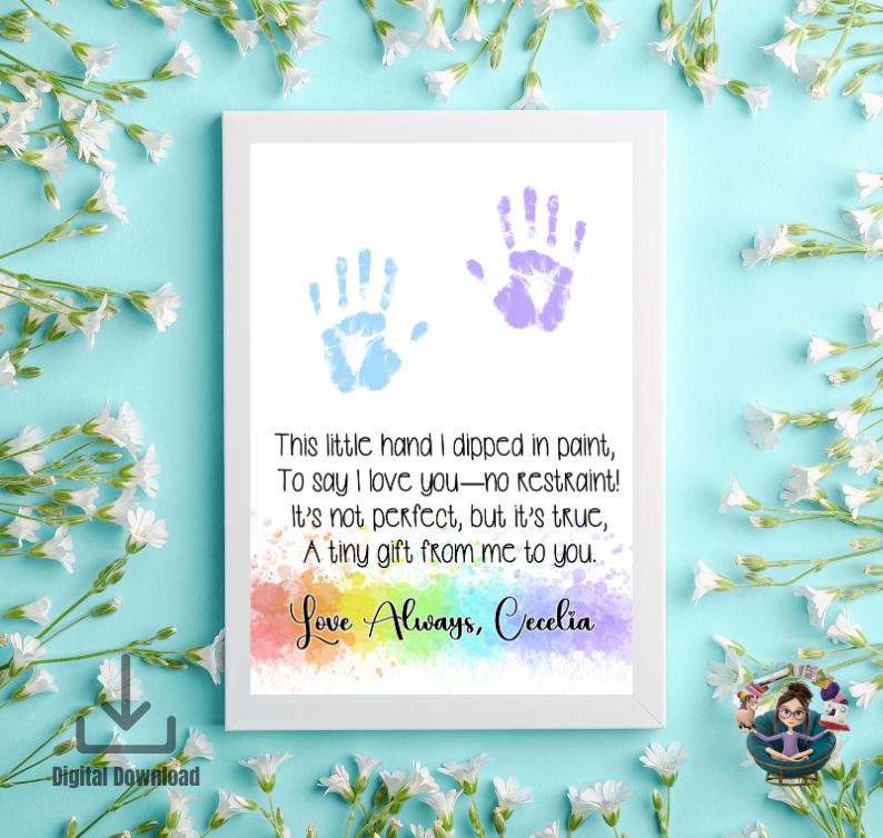 Editable Kids Handprint Poem | Tiny Hands Printable Craft | Canva Template + PDF | Gift from Kids | DIY Keepsake for Mom | Customize