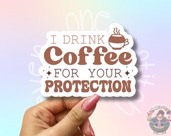 Pegatina con frase divertida sobre café: vinilo impermeable para amantes del café