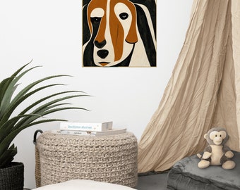 Pablo Picasso Style Basset Hound Poster - Dog Lovers Gift, Gift For Dog Lover, Dog Art, Dog Print