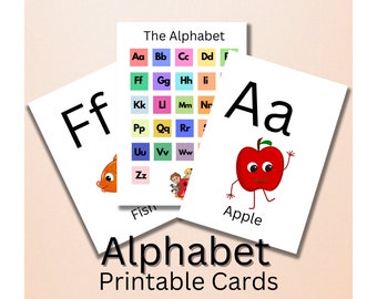 Alphabet Karten, druckbare Buchstabenkarten. ABC-Karteikarten für Zuhause und Schule.