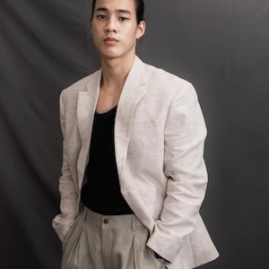 linen blazer for men,mens linen jacket,men summer jacket,men elegant jacket,groom jacket,Linen Blazer Men,natural color Blazer,jacket Linen