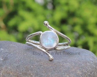 Rainbow Moonstone Ring, 925 Sterling Silver Jewelry, Handmade Jewelry, Gift For Her,