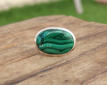 Malachite Statement Ring, 925 Sterling Silver Jewelry, Handmade Jewelry, Gift For Her,