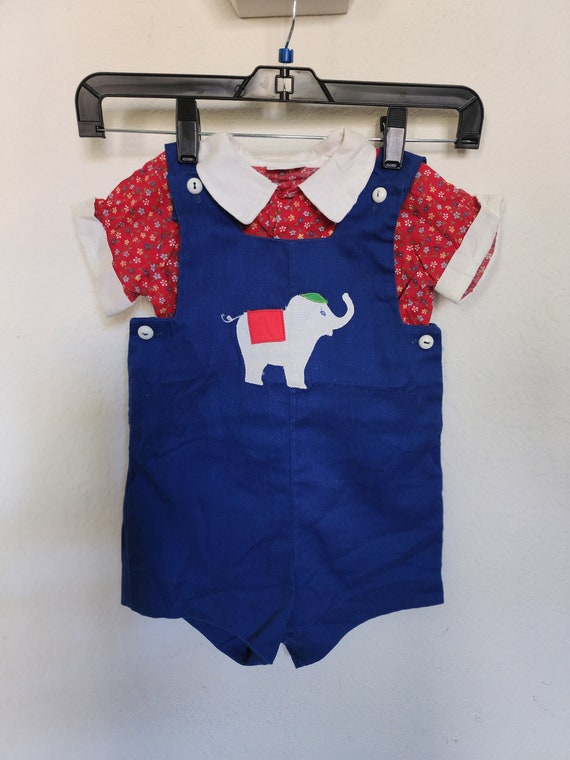 Fischel Vintage 3T Elephant Overalls with Collare… - image 1