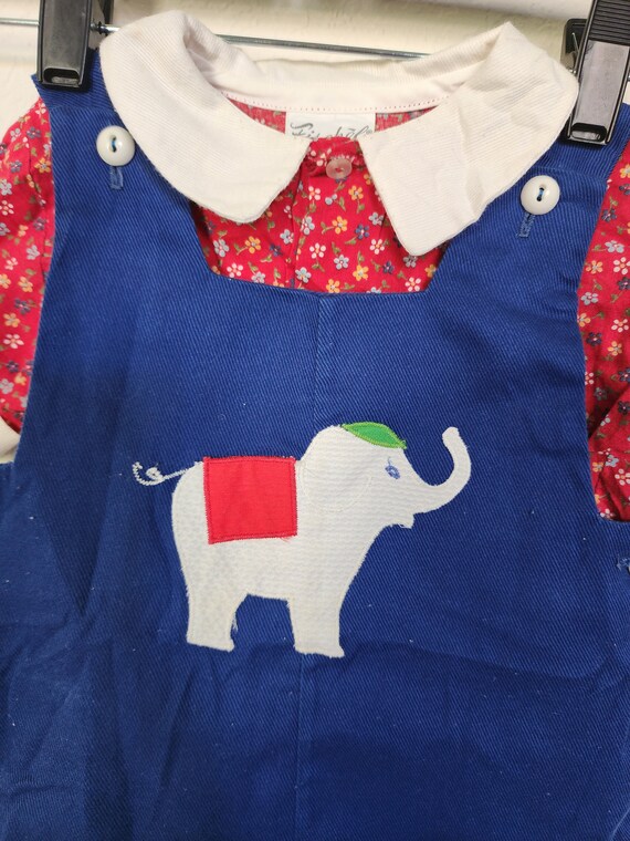 Fischel Vintage 3T Elephant Overalls with Collare… - image 2