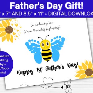 1. Vatertag personalisiertes Geschenk, Rahmenkunst, Kartengeschenk, Handabdruckkunst, Fußabdruckkunst, digitale Datei, druckbar, druckbare Vatertagskarte