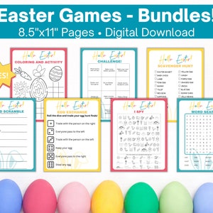 Easter Games Bundle, Easter Scavenger Hunt, Easter Games, Easter Activities, Easter Printables, Digital File, Word Search, Word Scramble