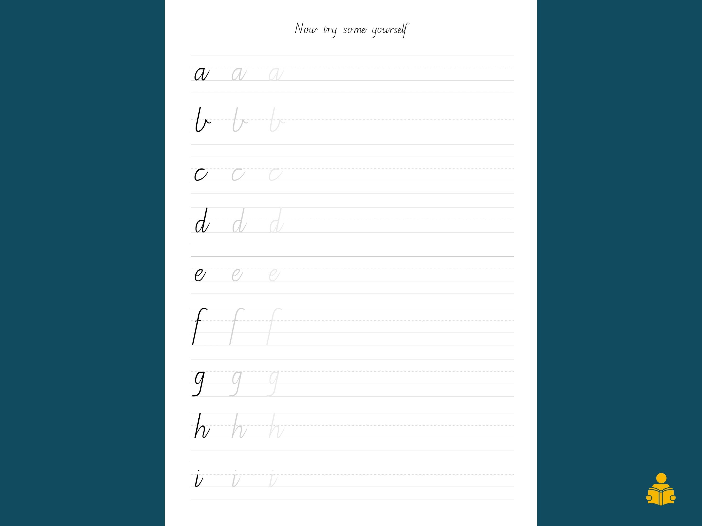 Lowercase Cursive Handwriting Practice Worksheets | Digital Download ...