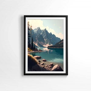 Grand Teton National Park Illustration Wand Kunst Snake River DRUCKBARE digitaler Download