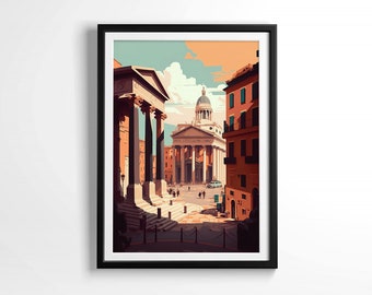 Art de mur de forum de Rome Italie | Illustration de localisation colorée | Art numérique IMPRIMABLE téléchargeable