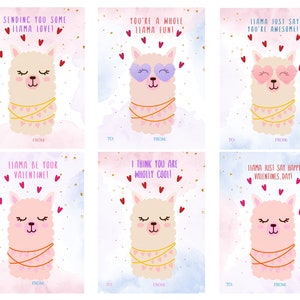 Cartes imprimables de Saint-Valentin de Lama, cartes de Saint-Valentin de Lama, cartes de Saint-Valentin d'enfants, Saint-Valentin de Lama