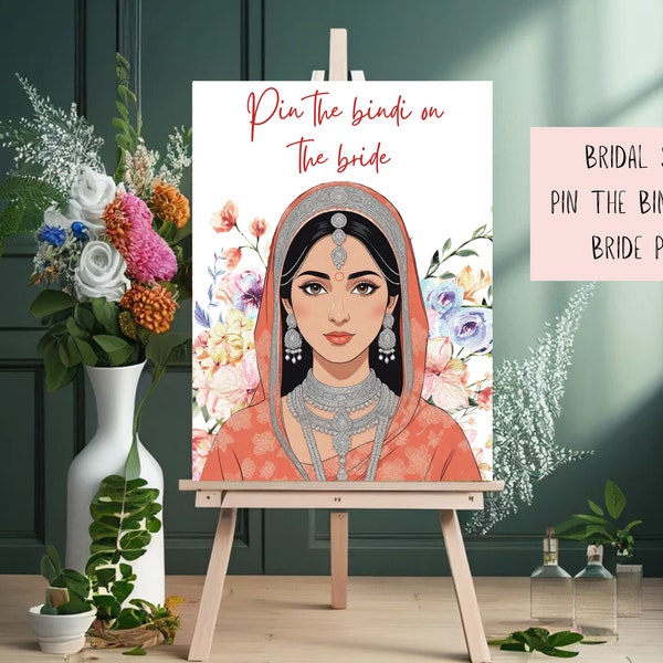 Pin The Bindi On The Bride! Bridal Shower Games, Blind Fold Game, Punjabi Wedding Game, Dulha and Dulhan Doli Games, Mehndi,Digital Download