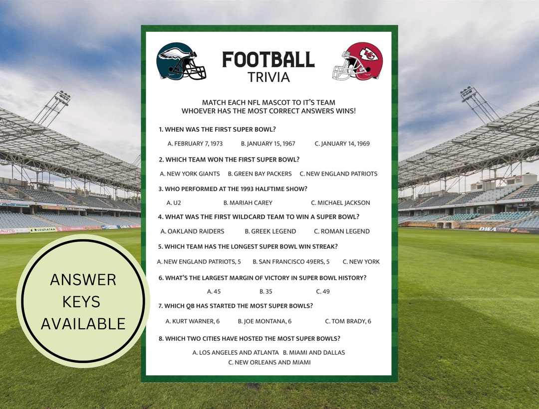 Football Trivia Printable FOOTBALL Games editable Football - Etsy