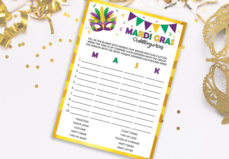 7 Printable Mardi Gras, Game Bundle Party Games and Activities, Mardi ...