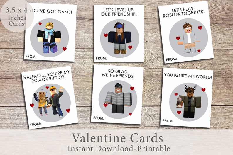 Printable Roblox Valentine Cards, Robux Valentines Day Cards, Kids ...