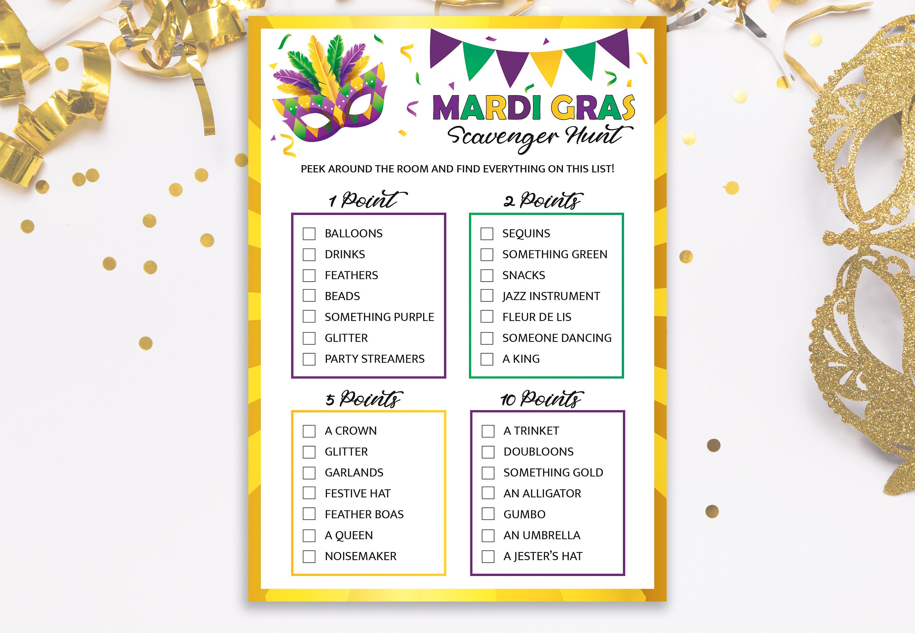 Printable Mardi Gras Game Bundle Party Games and Activities, Mardi Gras