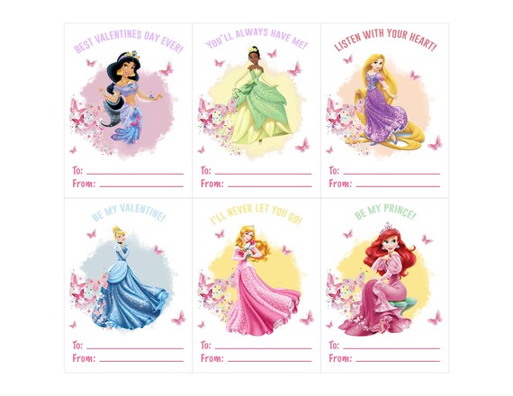 Printable Princess Valentine Cards Princess Valentines Day - Etsy
