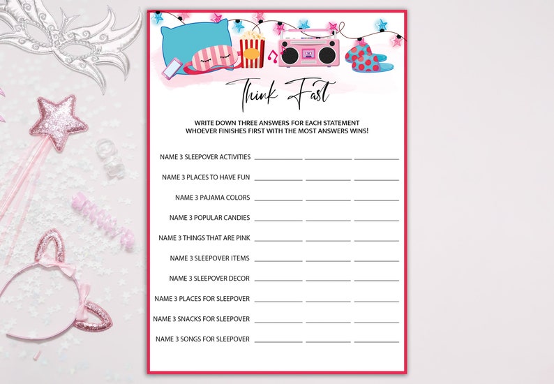 10 Sleepover Games Bundle, Sleepover Party Games, Slumber Party Games ...
