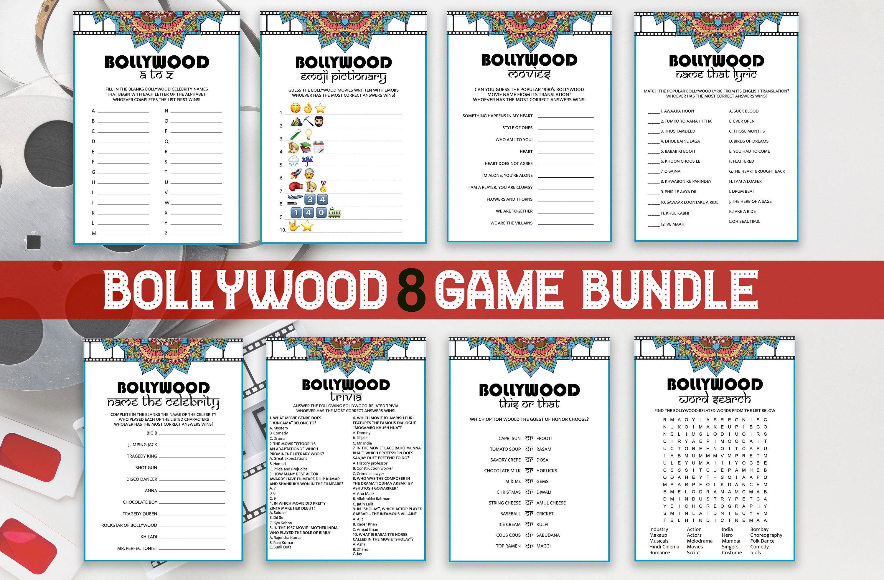 Bollywood Games Bundle Pack, Bollywood Movies, Bollywood Party