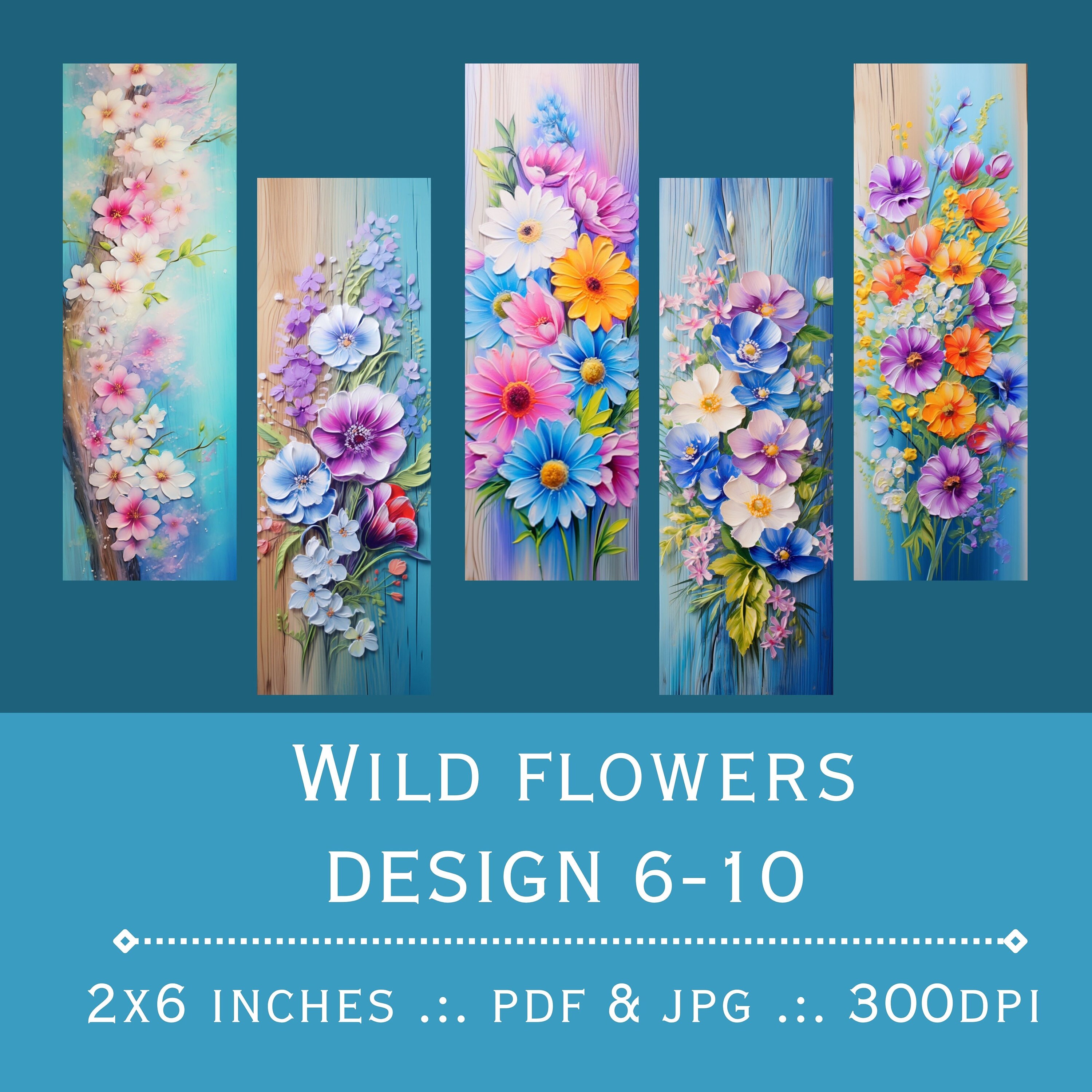 Wildflowers on Wood Printable Bookmarks. Printable PDF and - Etsy