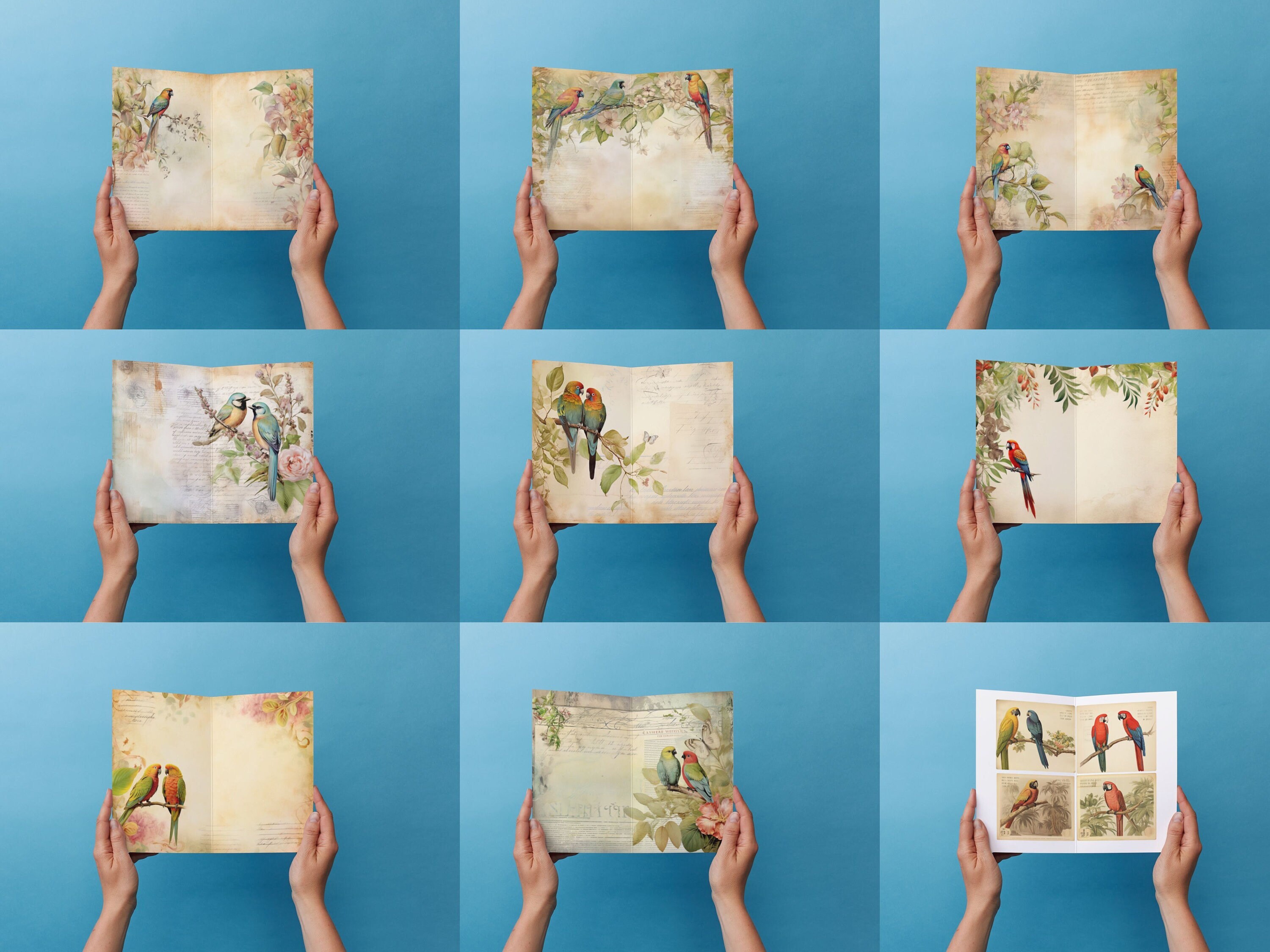 ヴィンテージバードジャンクジャーナルキット：印刷可能なスクラップ