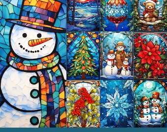 Gebrandschilderd glas winter Apple Watch-achtergrond: 10 JPG-ontwerpen (digitale download)