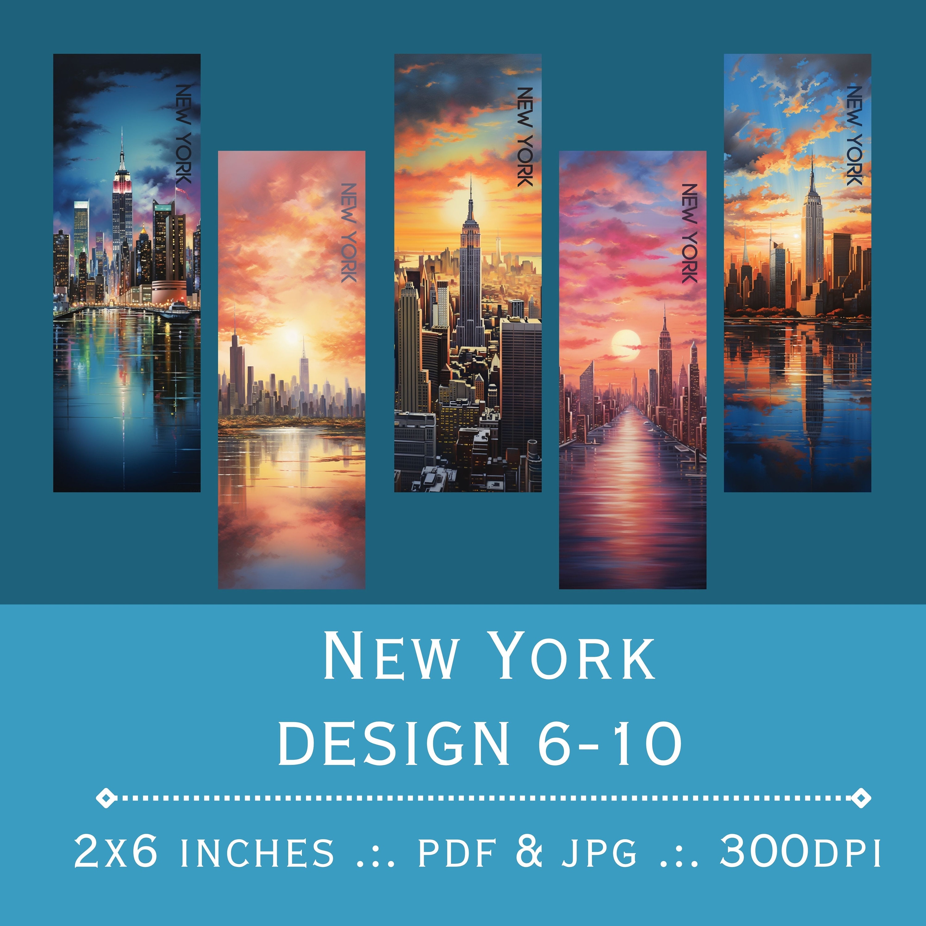 Printable Bookmarks New York City. Printable PDF and JPEG Etsy