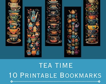 Zauberhafte Teetasse Lesezeichen: Florales Teekannen-Set (PDF & JPEG)