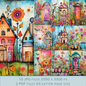 Images d'arrière-plan colorées de printemps. Fichiers PDF et fichiers JPEG imprimables. 300 ppp. Pages de scrapbooking - Pages de journal indésirable - Cartes