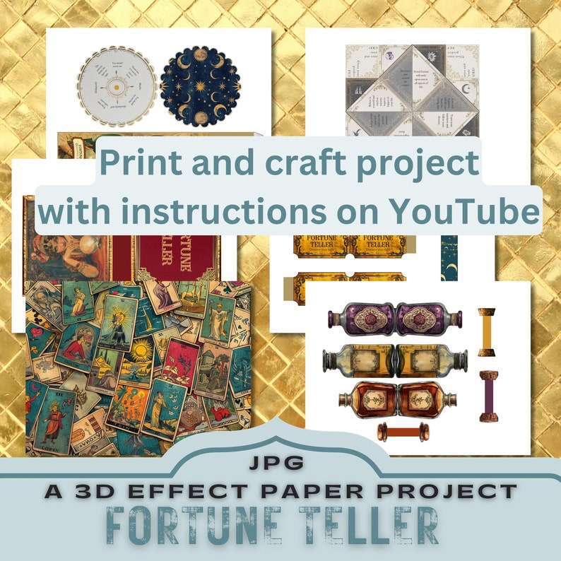 junk journal kit,
pop up 3d project,
silhouette cricut,
printable kit craft,
unique crafting gift,
print paper craft,
3d fortune teller,
pop up paper project,
tarot crystal ball,
gift for crafter mum,
print and cut gift,
mystic craft project