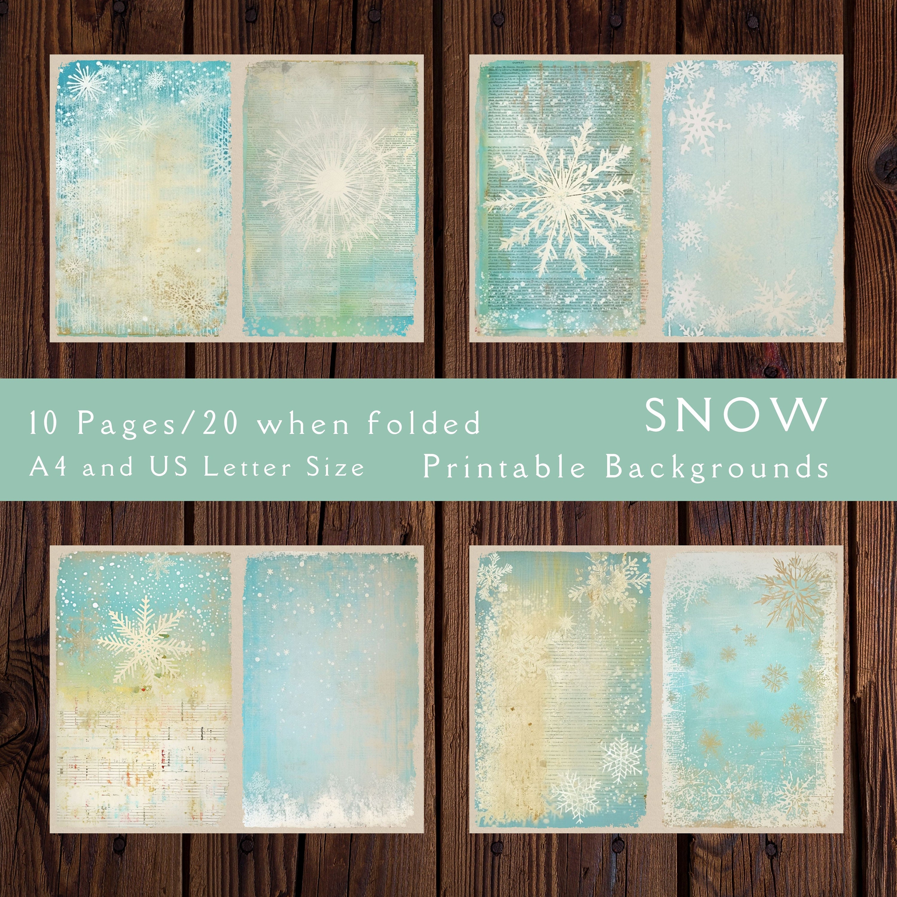 Vintage Snowflake Junk Journal Pages: Winter Collage (digital Download ...