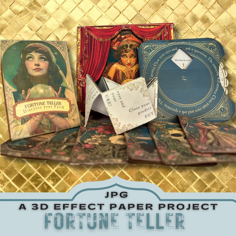 junk journal kit,
pop up 3d project,
silhouette cricut,
printable kit craft,
unique crafting gift,
print paper craft,
3d fortune teller,
pop up paper project,
tarot crystal ball,
gift for crafter mum,
print and cut gift,
mystic craft project