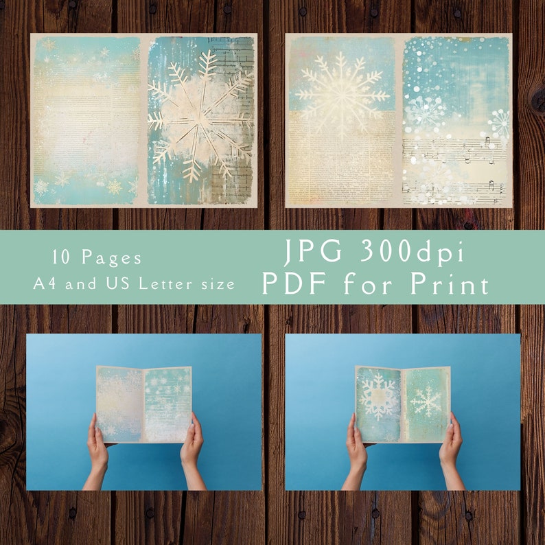 Vintage Snowflake Junk Journal Pages: Winter Collage (digital Download ...