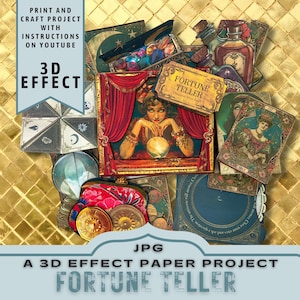 Kit cartomante Progetto artigianale di carta stampabile, Folio di diario effetto 3D, Inserto, Cartella digitale, Regalo artigianale unico, Download JPG