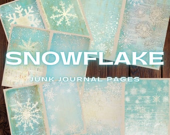 Vintage Snowflake Junk Journal Pages: Winter Collage (Digital Download)