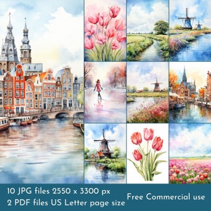 Dutch Images, 10 Pages. PDF file and Printable JPEG files. 300dpi. Scrapbook pages - Junk Journal pages - Cards