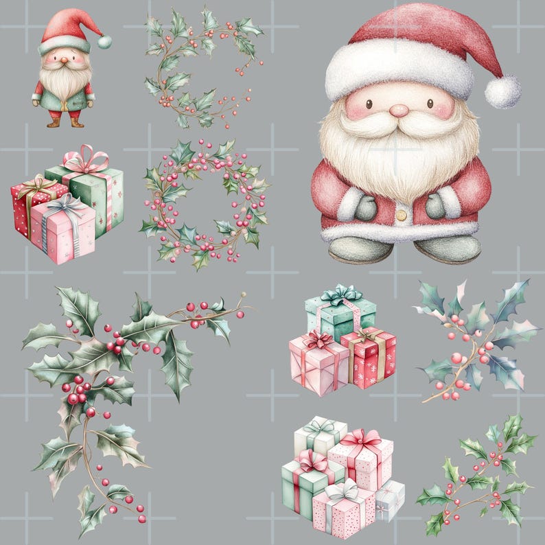 Pastel Winter Clipart Images, Kawaii Style Christmas. PNG Transparent