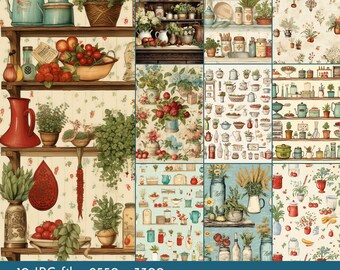 Country Kitchen Junk Journal Pages: Printable Collage Kit (PDF & JPEG)
