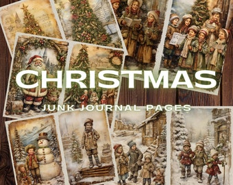 Vintage Christmas Junk Journal Pages: Retro Winter Theme (Digital Download)