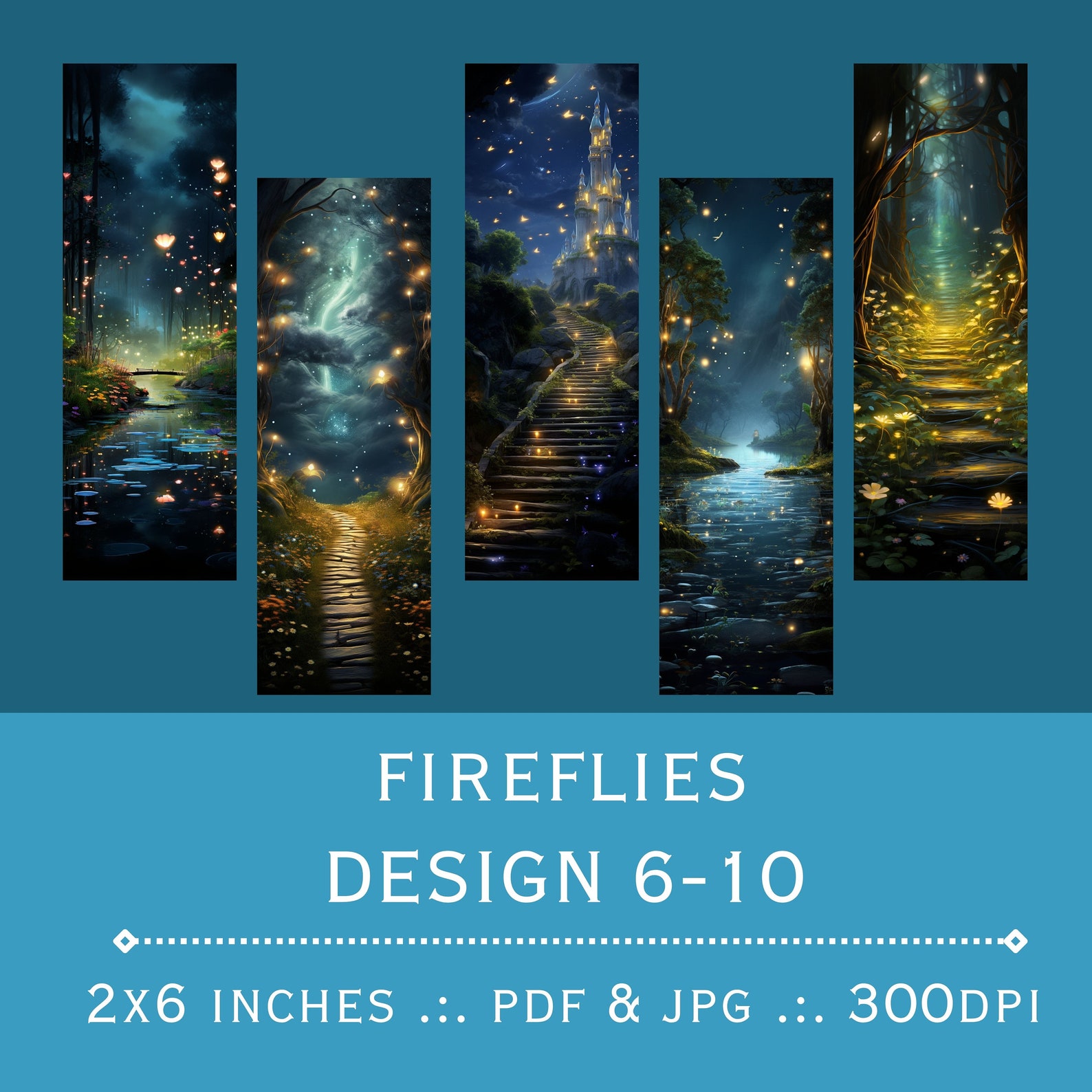 Magical Fireflies Bookmarks: Printable Bookmark Set (PDF & JPEG) - Etsy