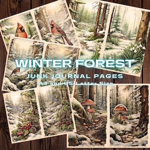 Winter Forest Junk Journal Pages: Foldable A4/US Letter (Digital Download)