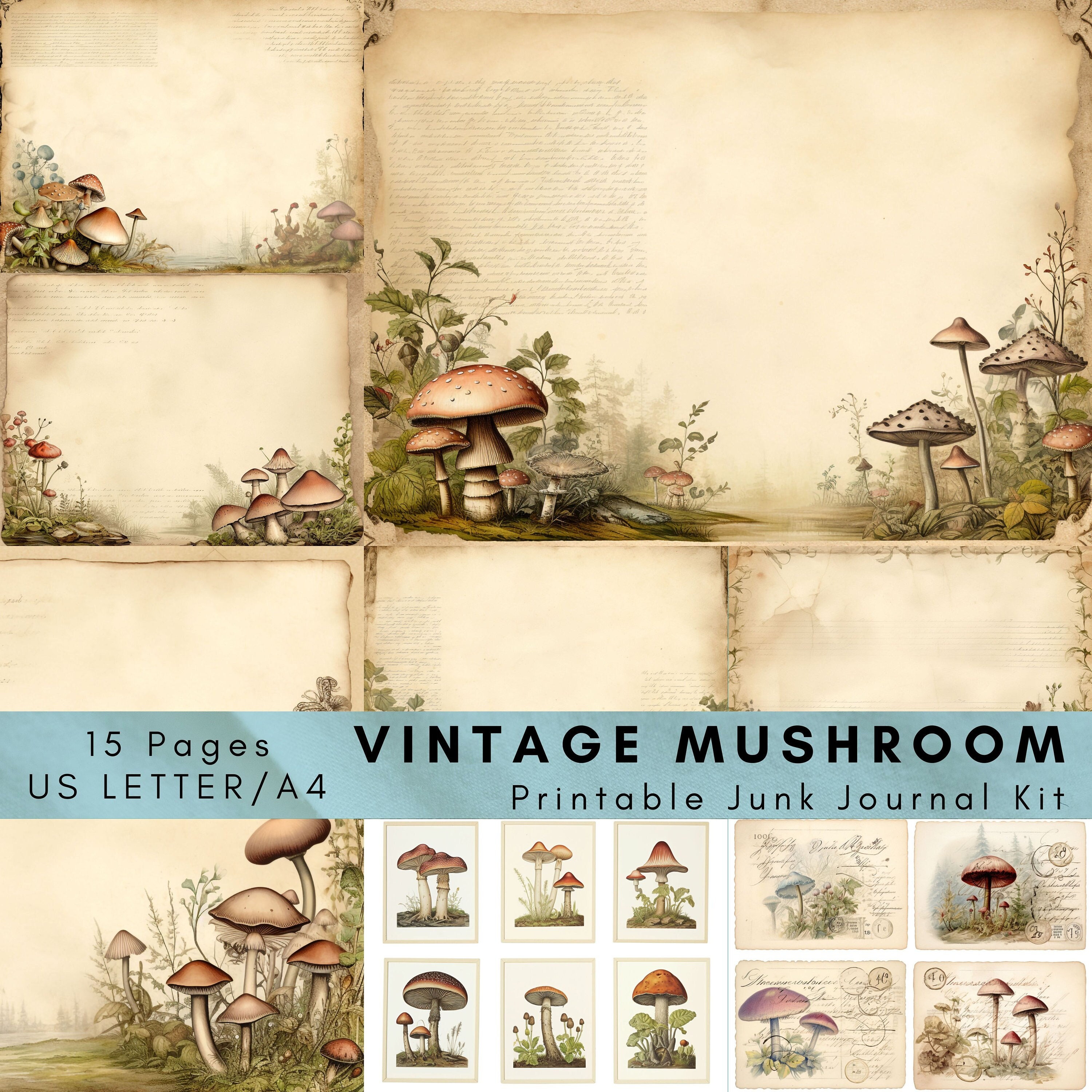 Vintage Mushroom Junk Journal Kit Printable Pages - Etsy
