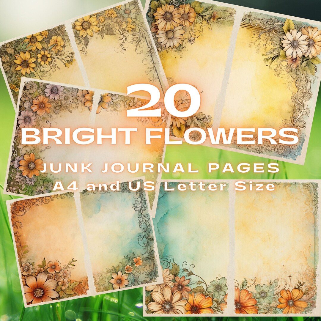 Colorful Wildflowers Junk Journal Printable Pages, Watercolor Flowers ...