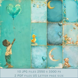 Baby Boy Blue Newborn Baby Background Images. PDF files and Printable JPEG files. 300dpi. Scrapbook pages - Junk Journal pages - Cards