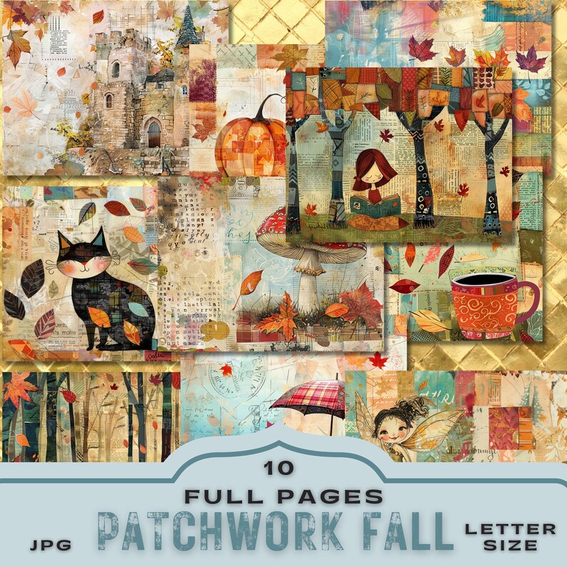 junk journal kit,
premade pages fall,
autumn colors pages,
card making bundle,
collage art journal,
scrapbooking pumpkin,
tags folio bookmark,
mushroom leaves rain,
digital paper kit,
digikit seasonal cat,
whimsy whimsical,
cute journal kit